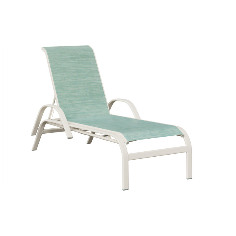 Chaise longue en aluminium mat Berlin, Bleu clair, Blanc mat