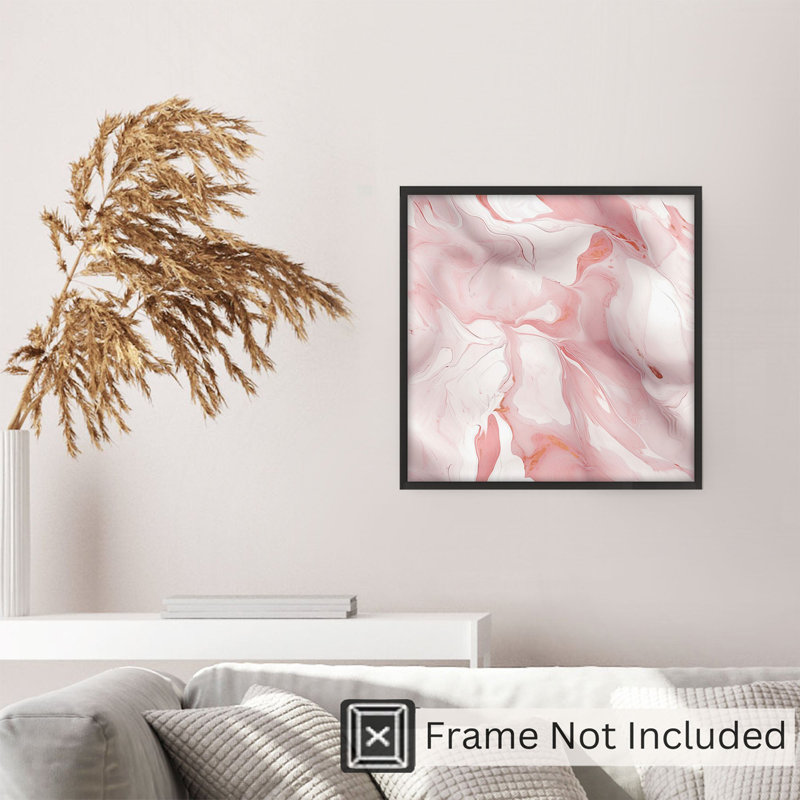 Reproduction d'art moderne abstrait sans cadre, rouge, rose et marbre géode II, H 16 po x l 16 po