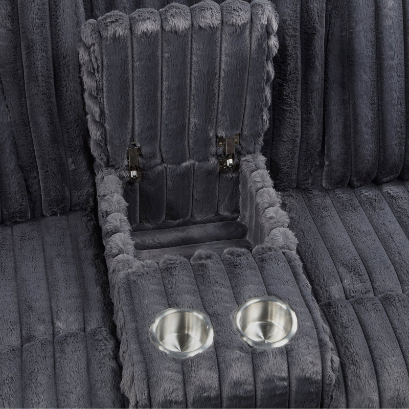 Causeuse inclinable manuelle moderne en velours côtelé 74,5 po Bantry, Gris foncé