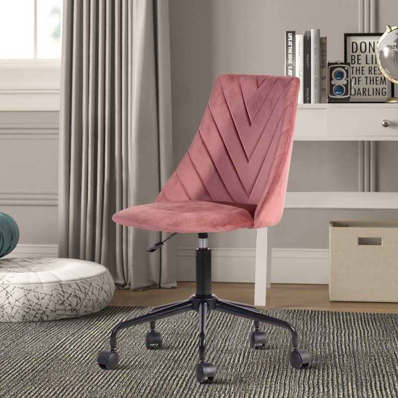 Heider Velvet Office Chair, Pink