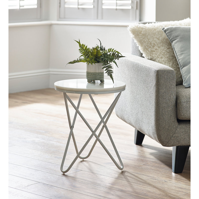 Kunkle Cross Legs End Table, White