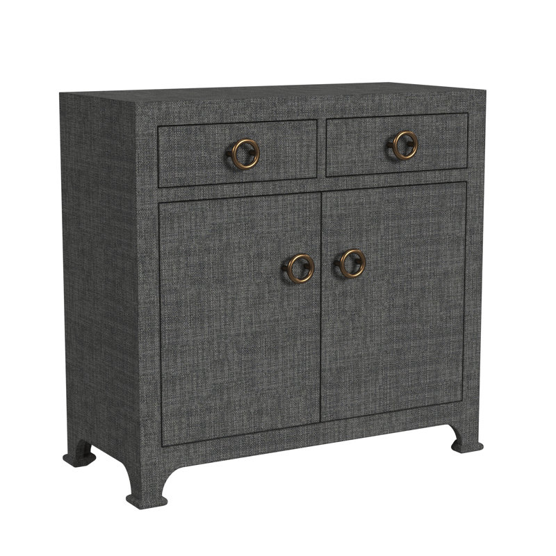 Butler Chatham Navy Raffia 2-Drawer Cabinet, Charcoal