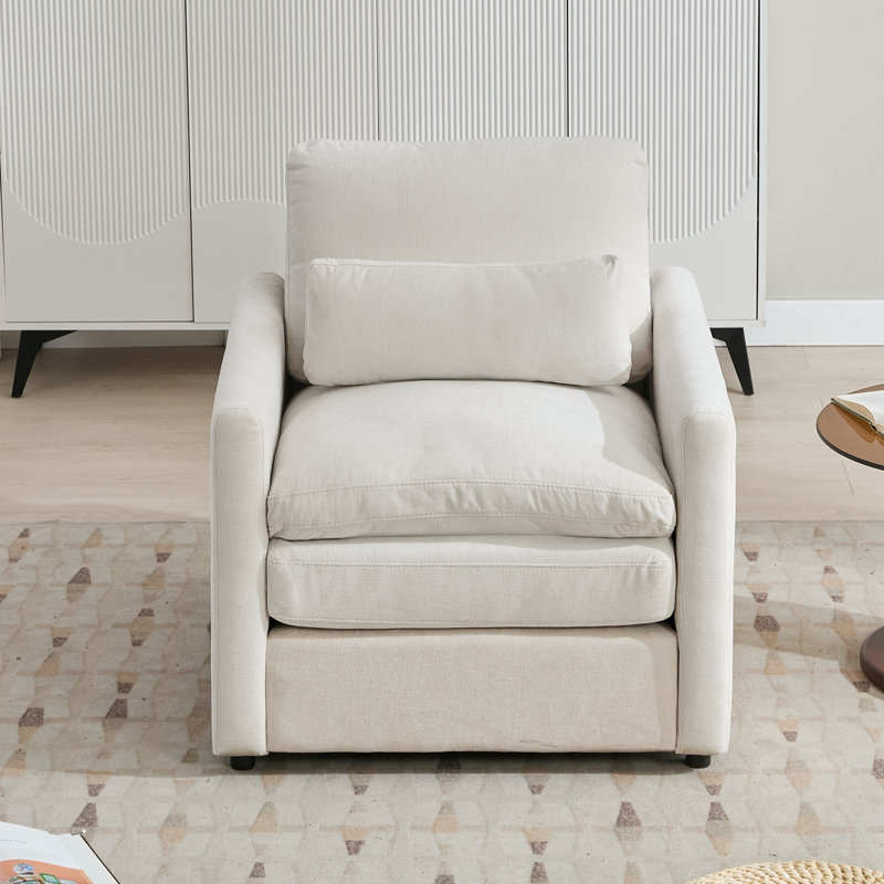 Fauteuil rembourré avec un oreiller, Beige
