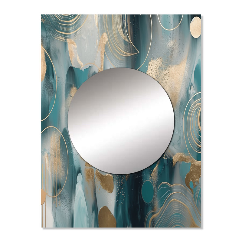 Rodneshia vert or marbré méditation V - miroir mural en marbre, miroir décoratif moderne, impression d'art en métal