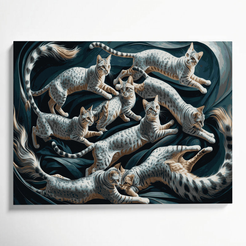 «Cats Arabian Mau», art mural sur toile, H 11 po x l 14 po