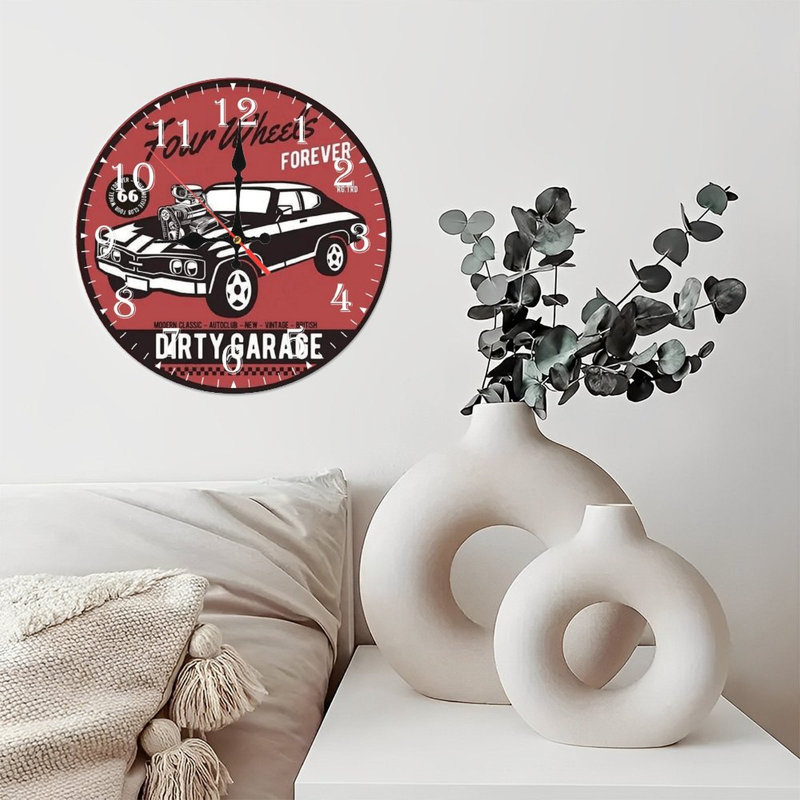 Horloge murale en bois 10 po, mouvement silencieux, à piles (piles AA non incluses), décor artistique, parfait pour les décorations