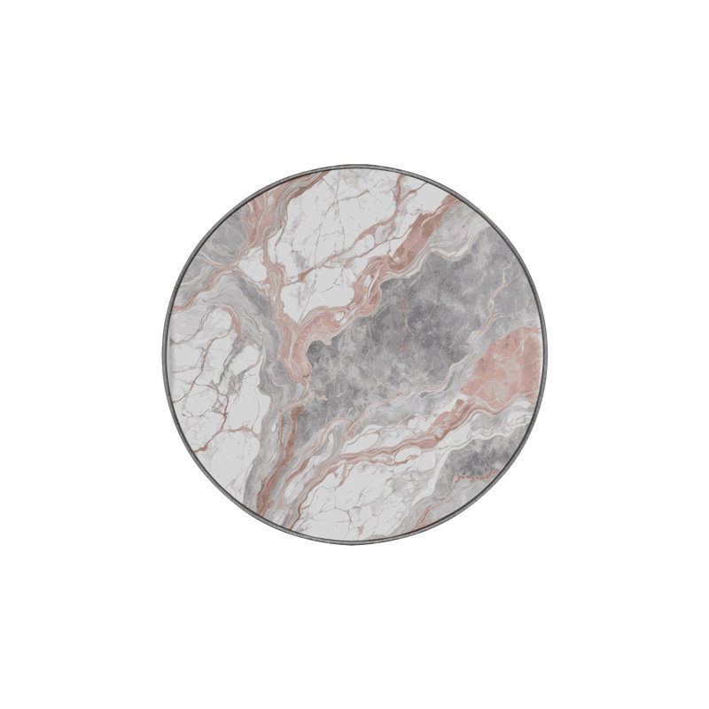 Machine Washable Gray Area Rug, Round 4'