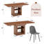 Ensemble de table de salle à manger moderne extensible avec rangement, chaises en lin