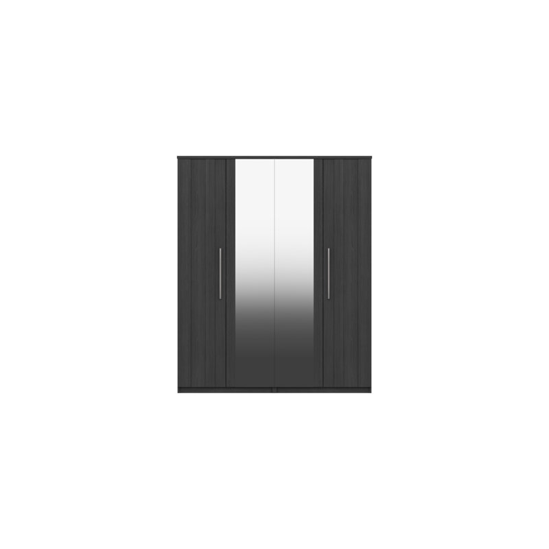 Mcginley 4 Door Manufactured Wood Wardrobe, Graphite Woodgrain