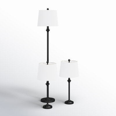 Lampe de plancher de chambre à coucher en métal à intensité variable de 57,5 po et lampe de table 26,5 po L chariot
