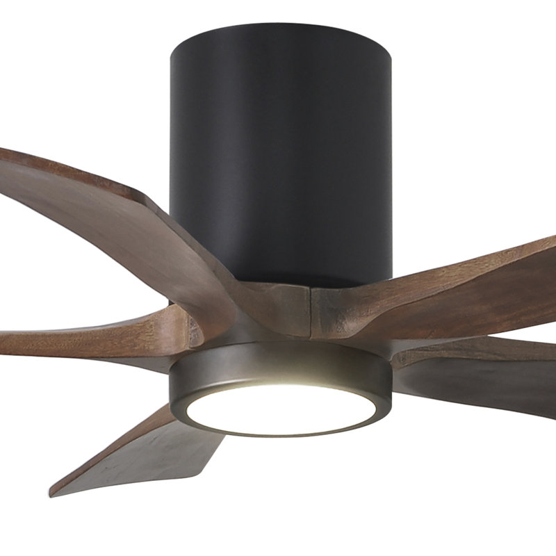 Irene Flushmount Light Kit 5 Blade LED Ceiling Fan, Matte Black, Walnut Tone, 42"