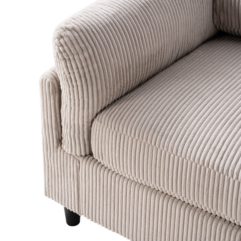 Causeuse en velours côtelé avec coussin moelleux, Chameau