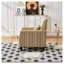 Fauteuil d'appoint moderne à rayures grises et blanches, garni de clous décoratifs et doté de pieds en pin.-706611021