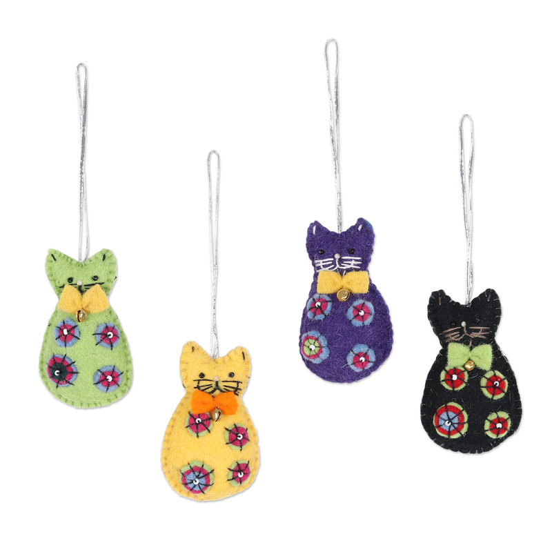 Ornements en feutre de laine Crafty Cats