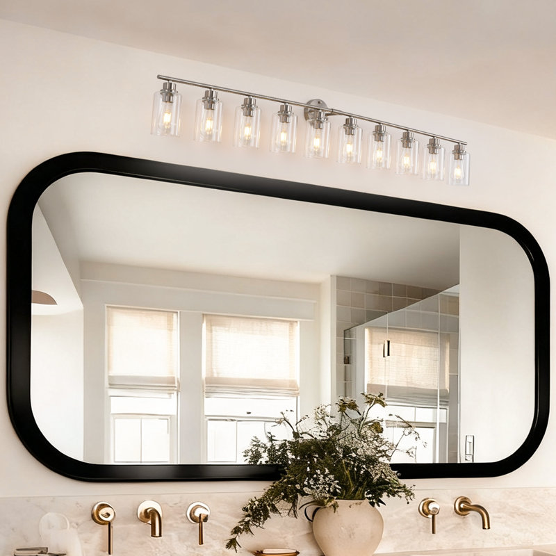 10-Light Bathroom Light Fixtures, Nickel Modern Vanity Lights Over Mirror With Clear Glass Shade, Bathroom Wall Lamp For Mirror Kitchen Hallway Cabinet Porch Reading Room