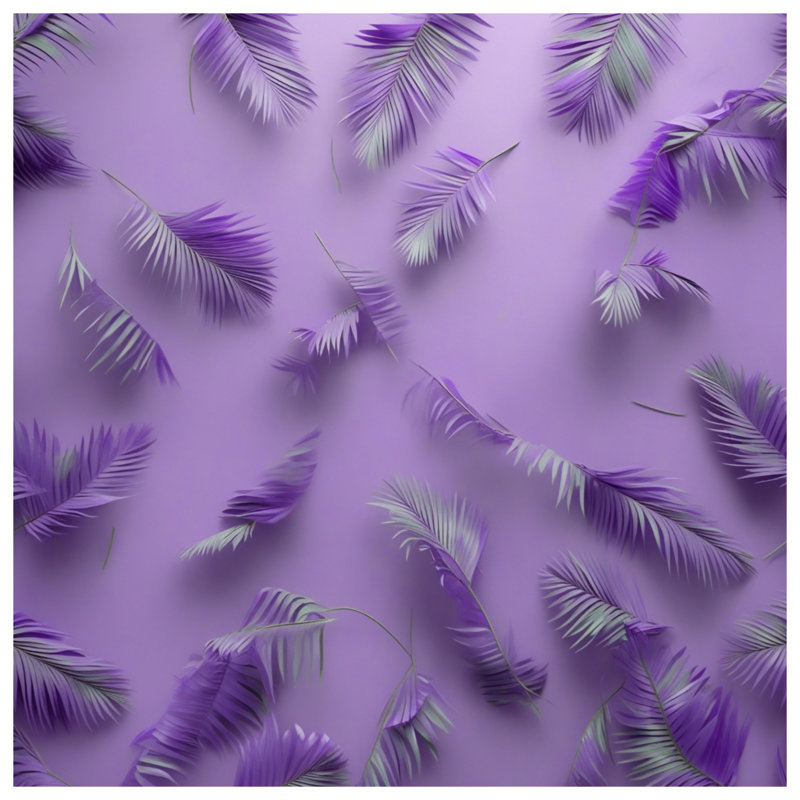 Toile tendue avec feuilles de palmier mauve, 16 x 16 pouces