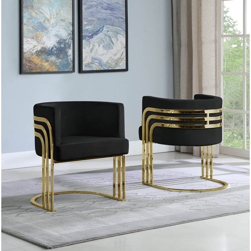 Fauteuil demi-tonneau 25 po, Doré, Noir