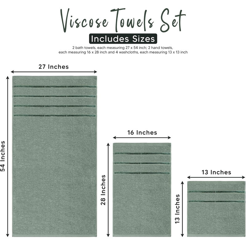 Luxury Towels for Bathroom Set of 8-2 Bath Towels 2 Hand Towels 4 Washcloths