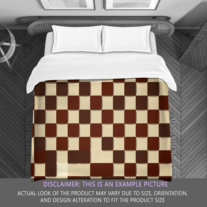 Polyester Comforter, Twin Comforter, Brown/Red Checkered