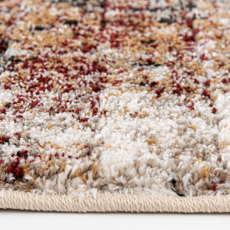 Tapis d'intérieur en polypropylène beige / rouille 17 Stories Arne Koda, Rectangle 5 pi x 7 pi 3 po