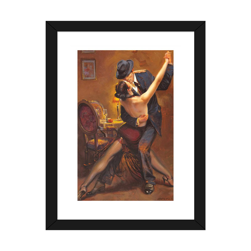 Tango par Maher Morcos - reproduction d'art, Blanc, H 24 po x l 16 po x P 1 po, Papier noir
