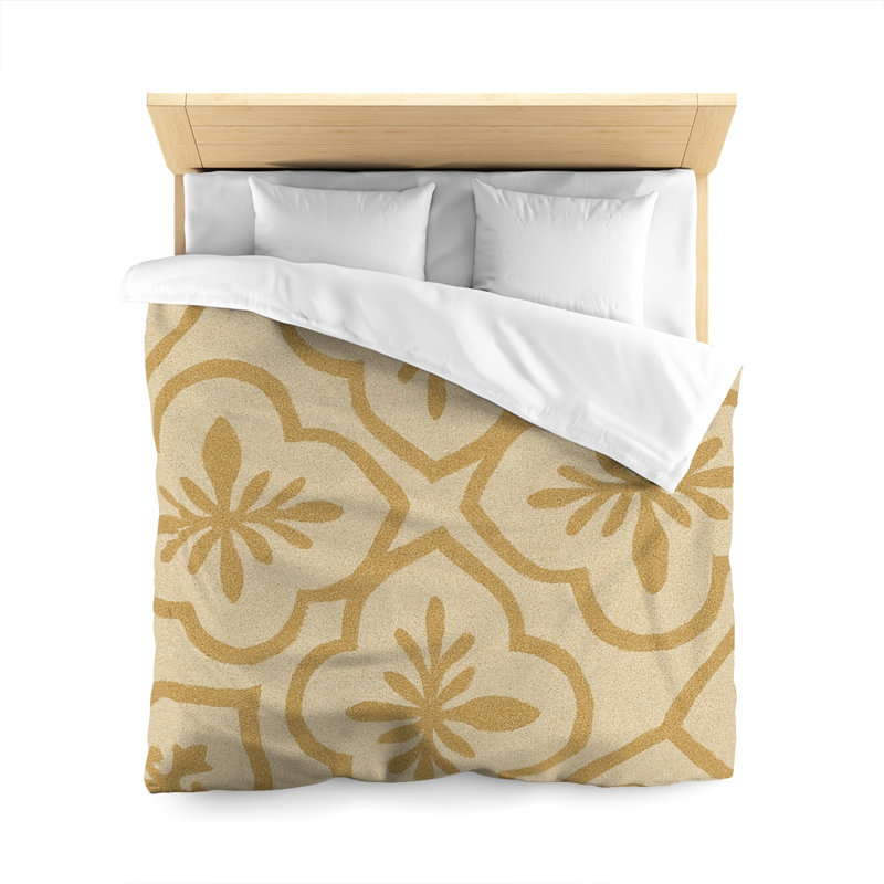 Microfiber Duvet Cover Boho Style, Design 35, Queen Duvet Cover, White