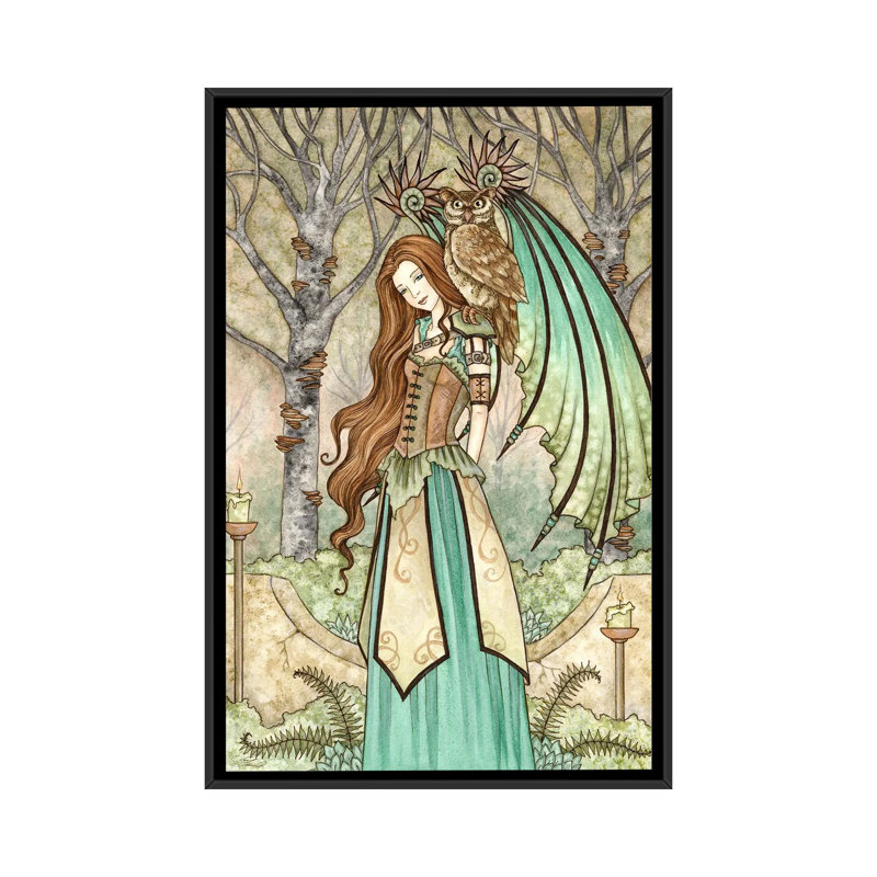 Jardin de la sagesse, H 48 po x l 32 po x P 1,5 po, Toile avec cadre flottant noir, Pas de tapis