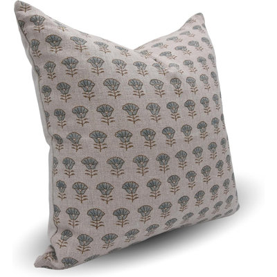 Linen Floral Pillow Cover