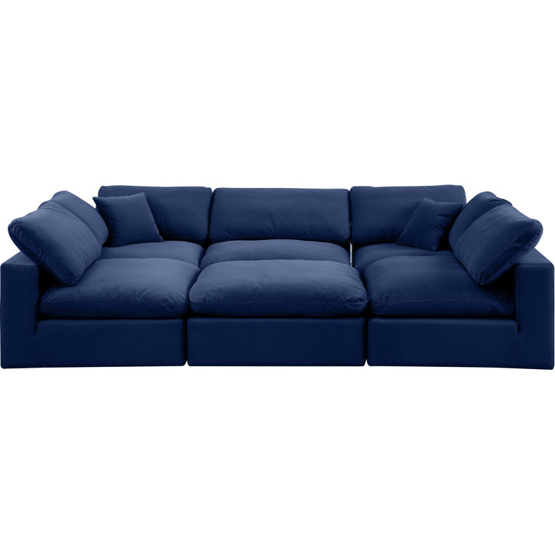 Hocroft Velvet U-Shaped Sectional Reversible, Navy Velvet