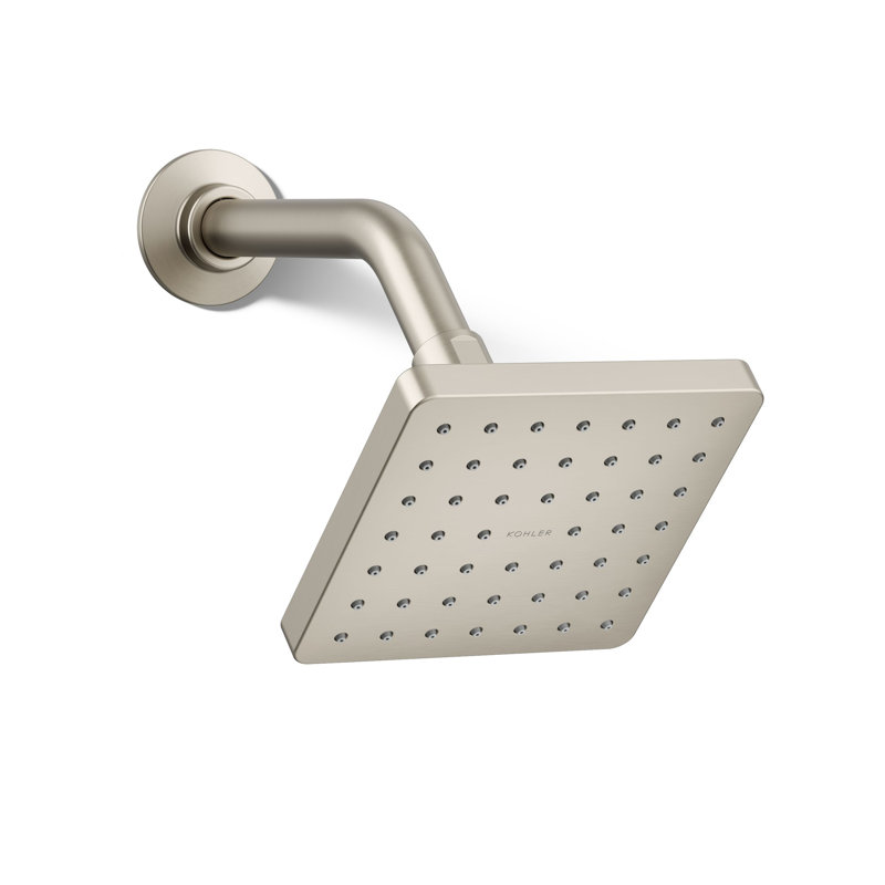 Parallel Single-Function Square Showerhead, Shower Head with One Spray, 2.5 GPM, Vibrant Brushed Nickel