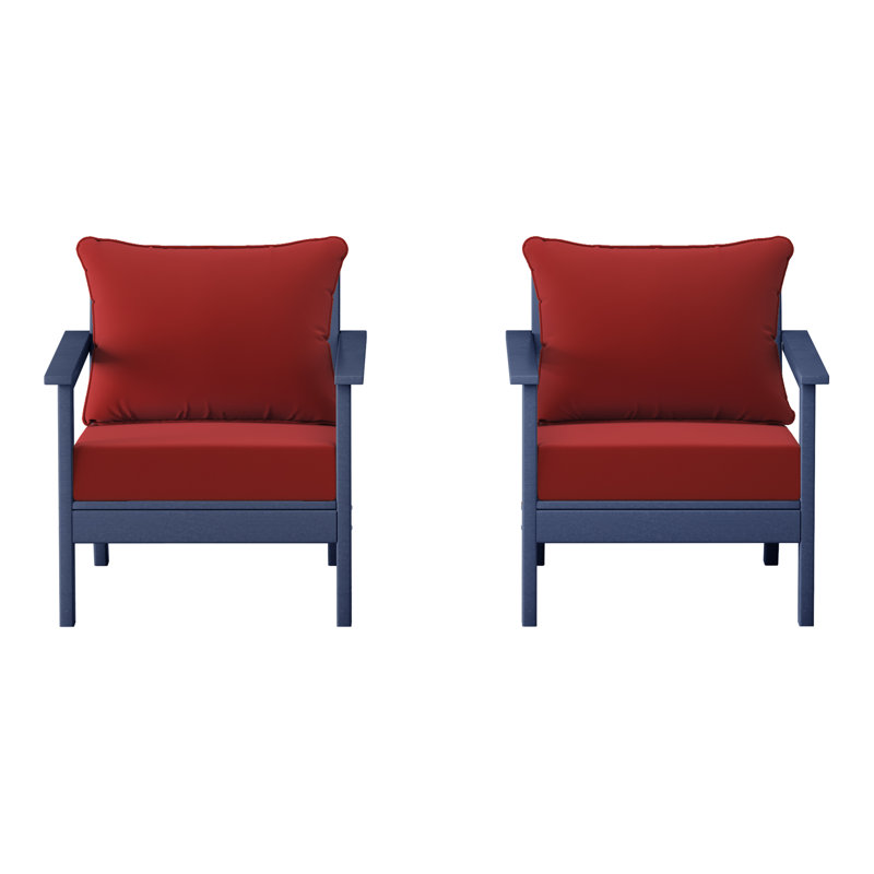 Chaise profonde avec coussins (ensemble de 2), Marine, Red