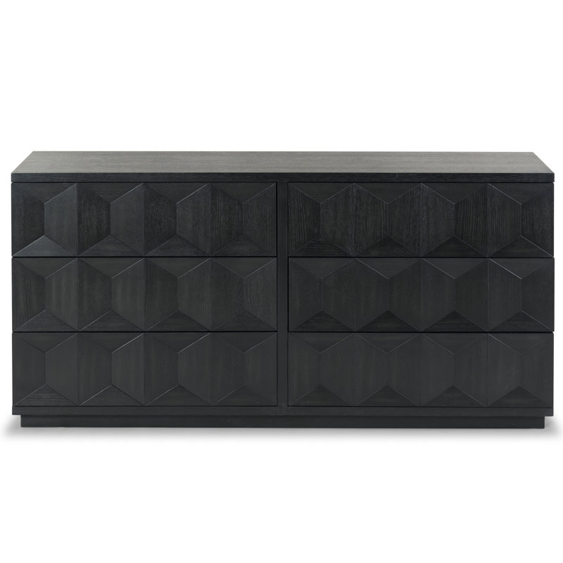 Jaquila Wood 6 Drawer Dresser, Black