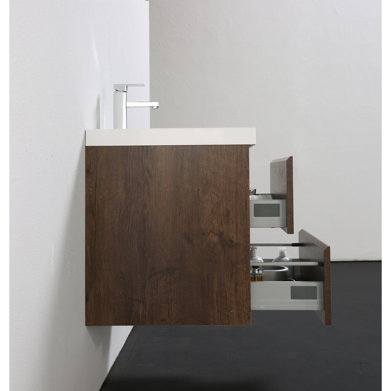 Base de meuble-lavabo simple 23,5 po mural seulement, Palissandre