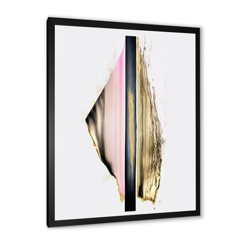 «Minimalisme rose et doré», impression sur toile, Impression noire sur toile encadrée, H 20 po x l 12 po x P 1 po
