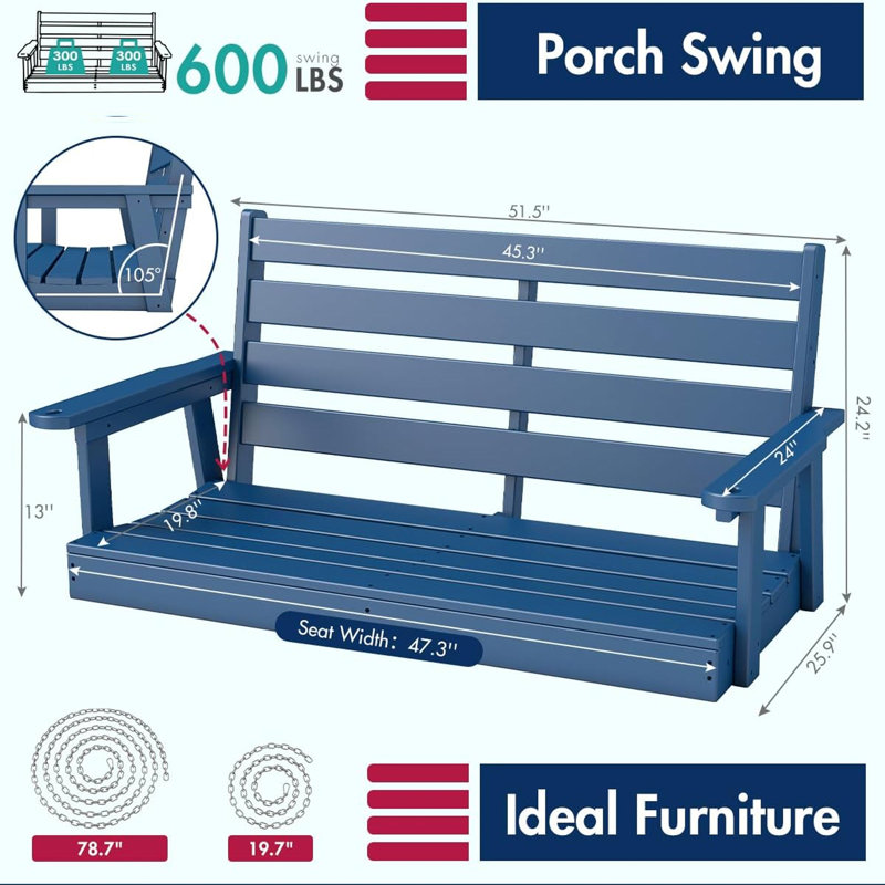 Banc de balançoire toutes saisons | PEHD, Bleu