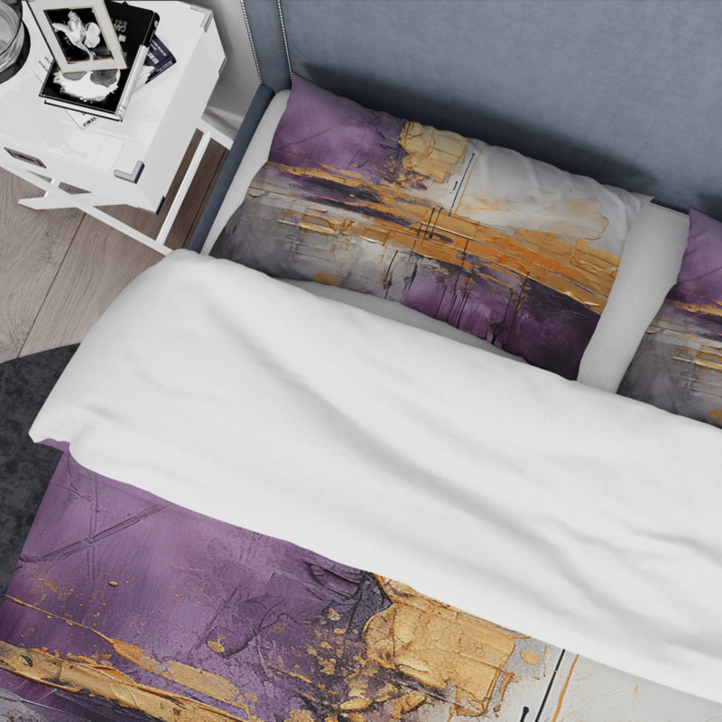 Ensemble de housse de couette en microfibre / polyester Gold Gold Abstract Fractal III Bedding