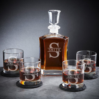Personalized Whiskey Glass Set, 11.50 oz - Custom Whiskey Decanter Set