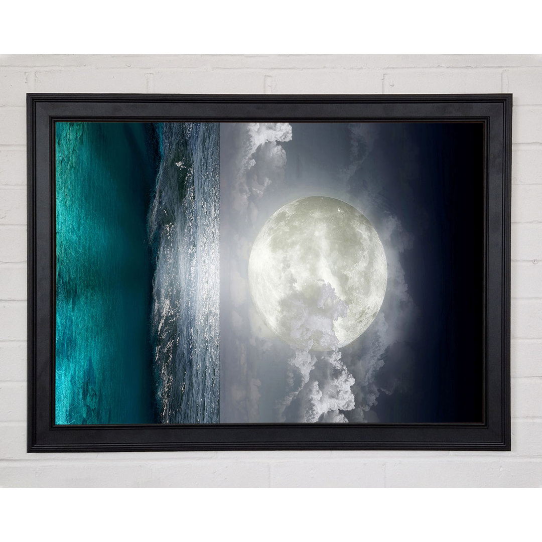 Gerahmtes Leinwandbild Perfect Moon Ocean