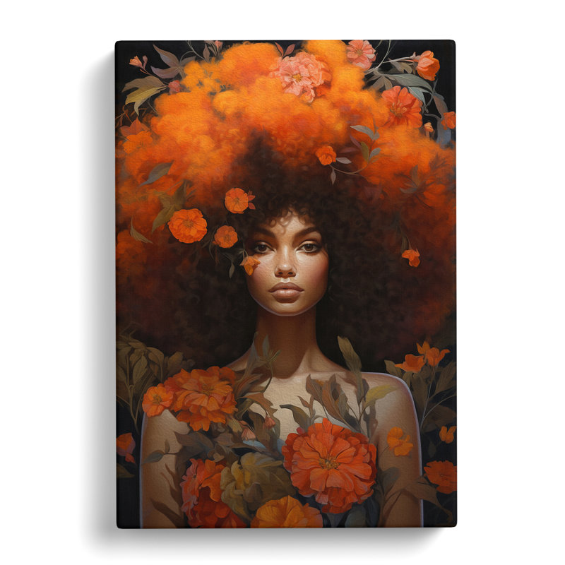 Woman With Curls Tachisme - No Frame Print, 60cm H x 40cm W x 3cm D