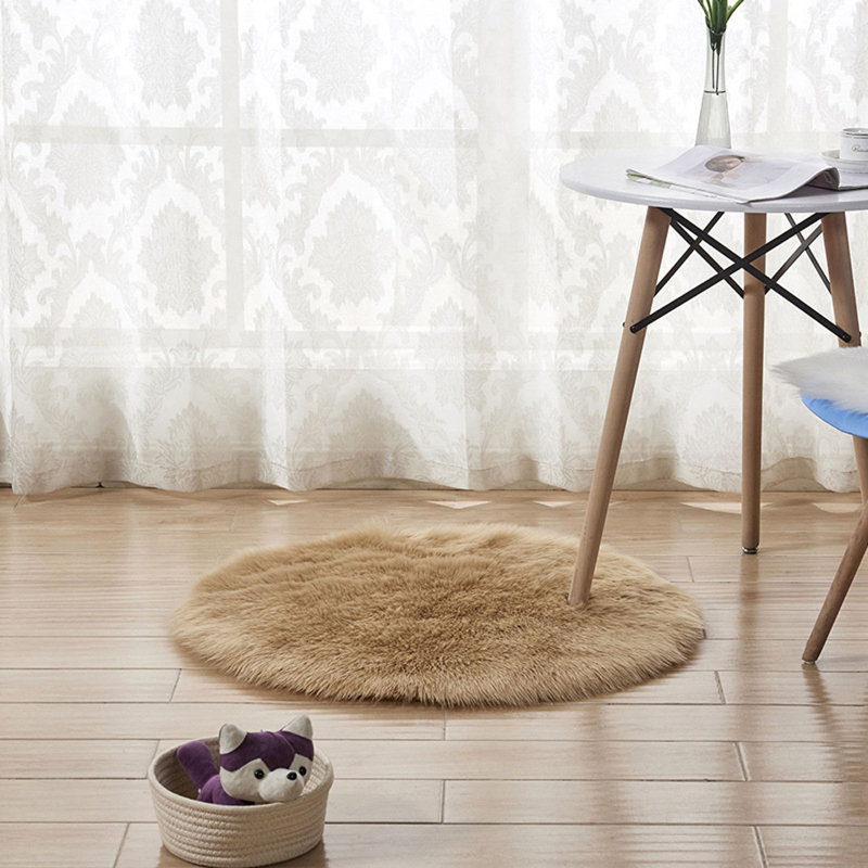 Round Lars Solid Colour Shag Area Rug, Round 90cm