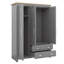 Armoire-penderie 3 portes avec 2 tiroirs, armoire en bois H 67,9 "avec 2 tringles et tablettes