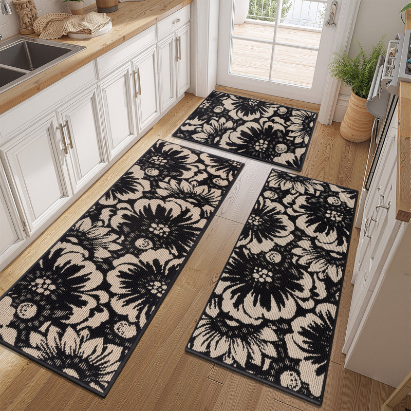 Wear-Resistant Non-slip Washable Kitchen Mat Runner, Black