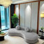Canapé modulaire incurvé de 105,5 po avec 2 coussins décoratifs, canapé de salon rembourré de luxe moderne, aucun assemblage requis, rembourrage à haute résilience-1797258386
