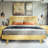 Harmony Solid Wood Bed Frame Platform Style with Sculpted Headboard, Mid-Century Modern, No Box Spring Needed, Smart Tools Assembly, 800 lbs Capacity-127582610-127582611