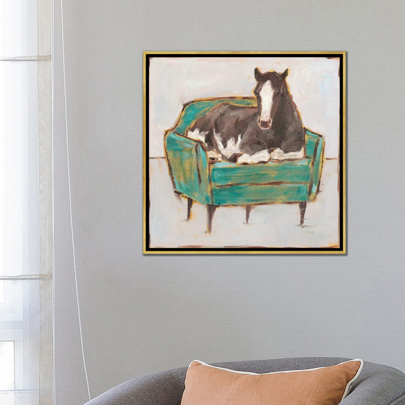 «Creature Comforts I» par Ethan Harper - reproduction d'art, Pas de tapis, H 26 po x l 26 po x P 1,5 po, Toile encadrée d'or