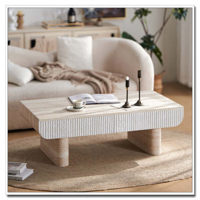 Coffee Table with Grey Wood Texture Tabletop