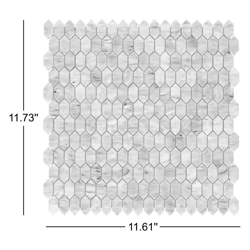 Whisper 11.61" x 11.73" Polished Mini Picket Glass Mosaic Wall Tile (0.94 Sq. Ft. / each), Midnight Blue