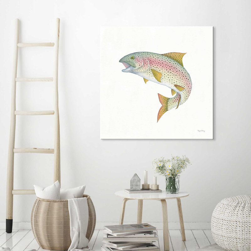 " Gone Fishin Rainbow ", 18" H x 18" W x 1" D, Wrapped Canvas