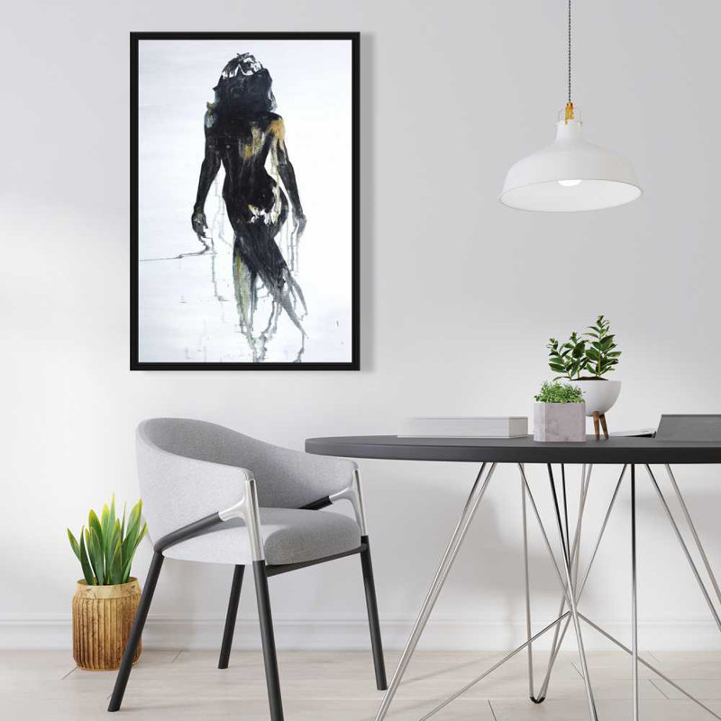 Art abstrait sur toile encadrée dorée