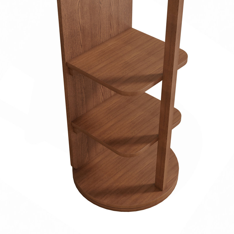 360° Rotating Multifunctional Full Length Mirror With Hook Storage Rack Coat Rack With Mirror Solid Wood Floor Mirror Bedroom Living Room Cloakroom Space Saving
